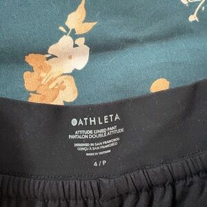 Athleta Attitude Lined Pants in Black and Orange Floral